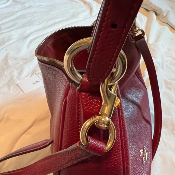 Gently used: Coach Pebble Leather Sutton Hobo, color Deep Red - Picture 13 of 15